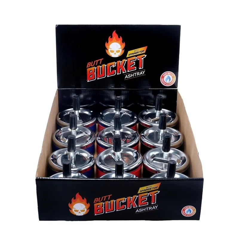 Ashtray Butt Bucket Round with Spinner Top - Assorted Colours Blue, Red, Black – image 4