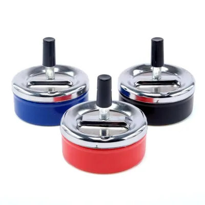 Ashtray Butt Bucket Round with Spinner Top - Assorted Colours Blue, Red, Black