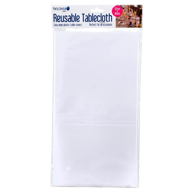 White Plastic Tablecloth 137 x 183cm (Reusable) — photo 3 of 4