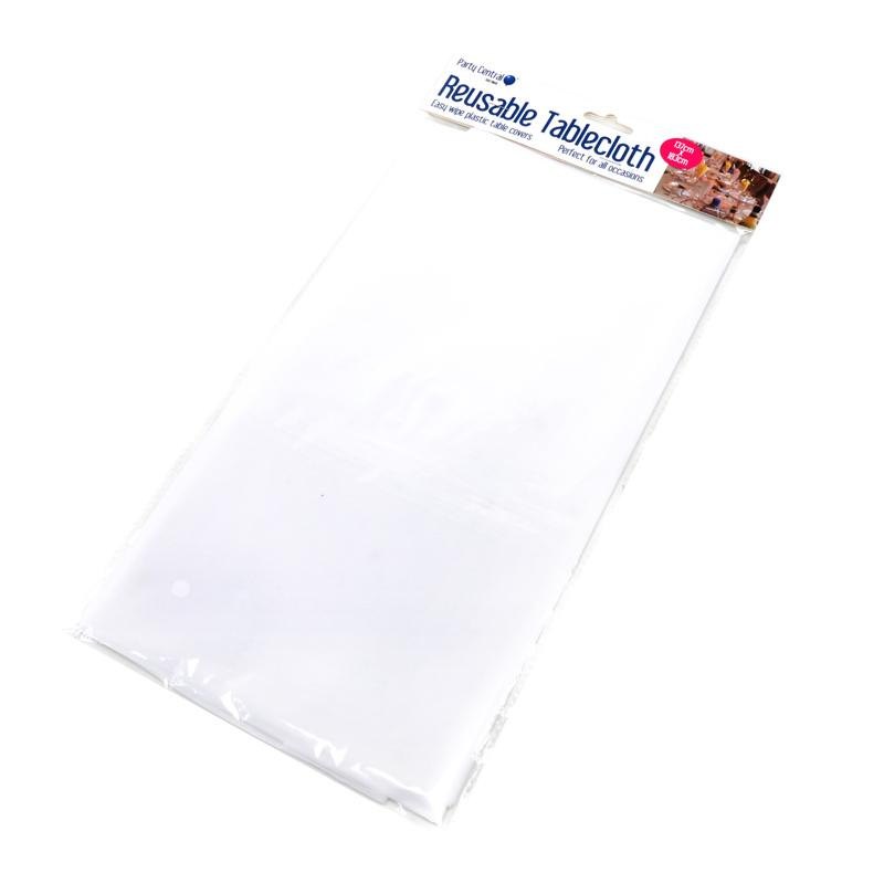 White Plastic Tablecloth 137 x 183cm (Reusable) — photo 4 of 4