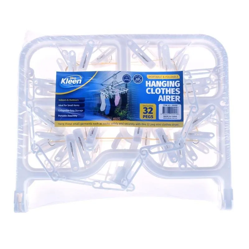 Pegs Hanging Airer with 32 Pegs - Plastic - White – image 4
