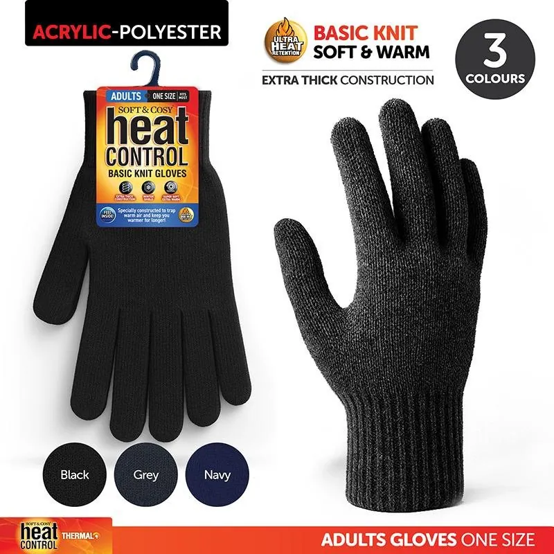 Gloves Mens Basic Knit Black, Grey & Navy – image 4