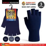 Gloves Fingerless Mens Basic Knit Black, Grey & Navy – image 4