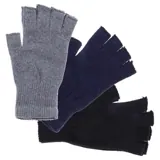 Gloves Fingerless Mens Basic Knit Black, Grey & Navy – image 1
