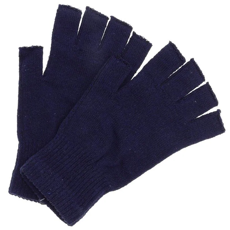 Gloves Fingerless Mens Basic Knit Black, Grey & Navy – image 2