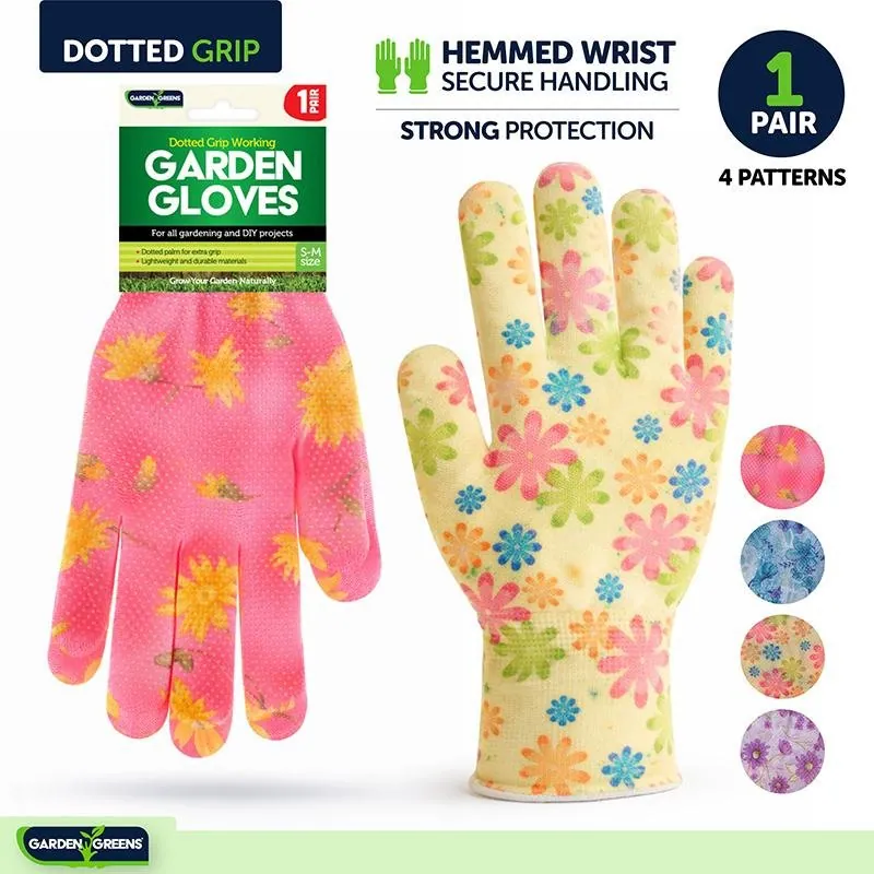 Garden Gloves with Grip Nylon/Nitrile Blend S/m Floral Design – image 2