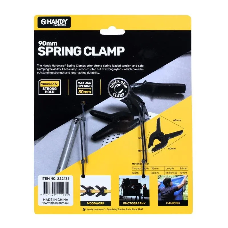 Clamp Spring Anti-Slip Nylon Handle Jaw Opening 45mm Length 90mm 4pc – image 3