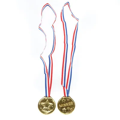 Medals with Ribbon 6pc Gold