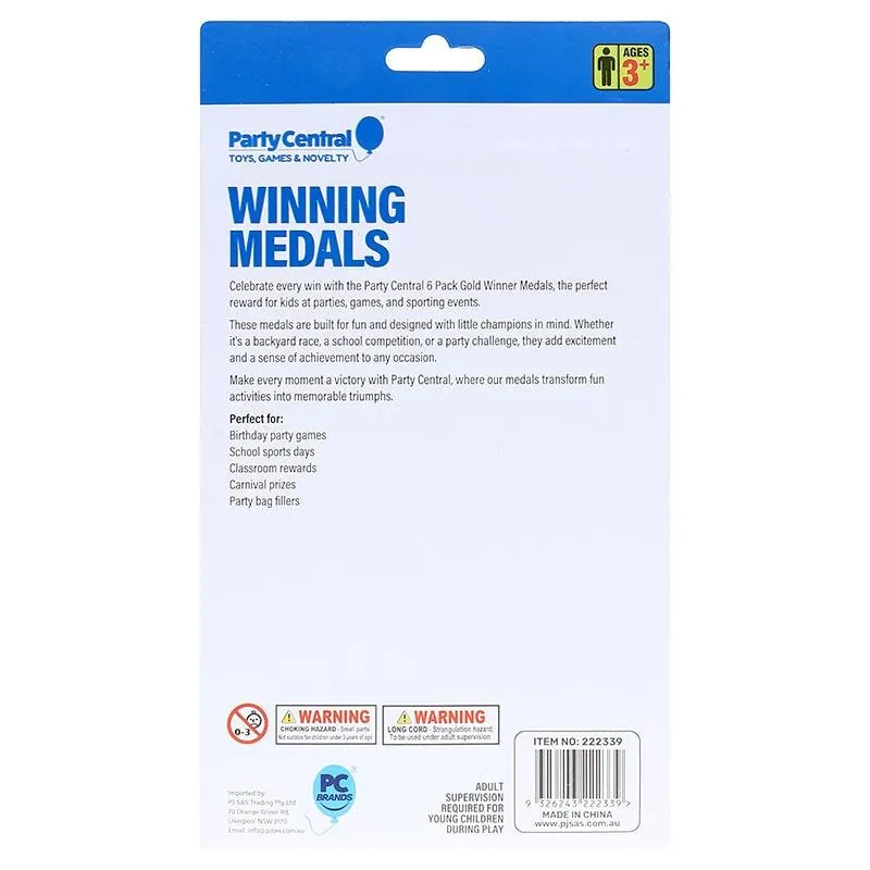 Medals with Ribbon 6pc Gold – image 3
