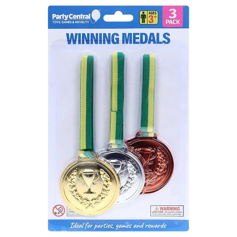 Medals with Ribbon 3pk Gold, Silver & Bronze – image 4