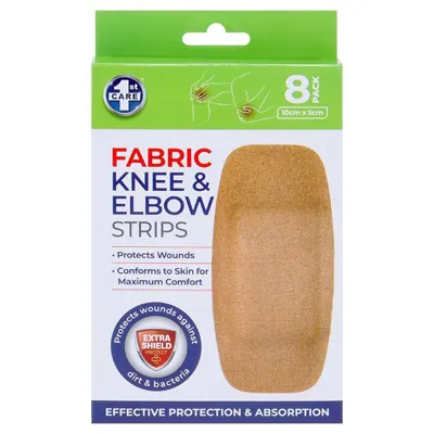 Bandage Strips Knee & Elbow 5cm X 10cm 8pk - Fabric