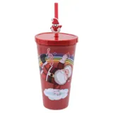 Cup with Straw & Lid Plastic Christmas 550ml – image 1