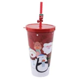 Cup with Straw & Lid Plastic Christmas 550ml – image 2