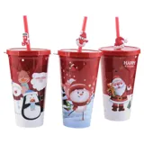 Cup with Straw & Lid Plastic Christmas 550ml – image 3