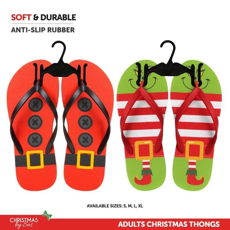Thongs Christmas Adults 2 Assorted Designs 4 Sizes: S, M, L & XL – image 4