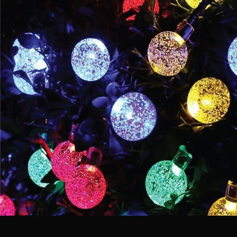 Christmas Fairy String Light Solar Ball Bubble 20LED 7.8m Total Length Multi Colour 2 Functions – image 2