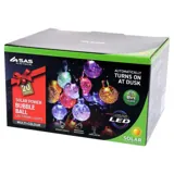 Christmas Fairy String Light Solar Ball Bubble 20LED 7.8m Total Length Multi Colour 2 Functions – image 3