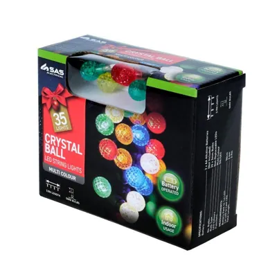 Christmas Fairy String Light Battery Operated Ornament Ball 35LED 3.9m Total Length Multi Colour 1 Function Requires