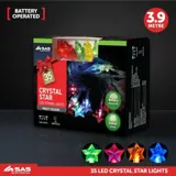 Christmas Fairy String Light Battery Operated Ornament Star 35LED 3.9m Total Length Multi Colour 1 Function Requires – image 3