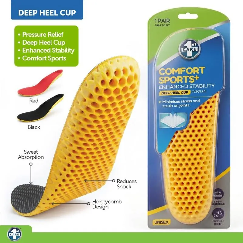 Comfort Enhanced Sport Insoles (Unisex) Assorted: Black & Red - 1pair – image 4