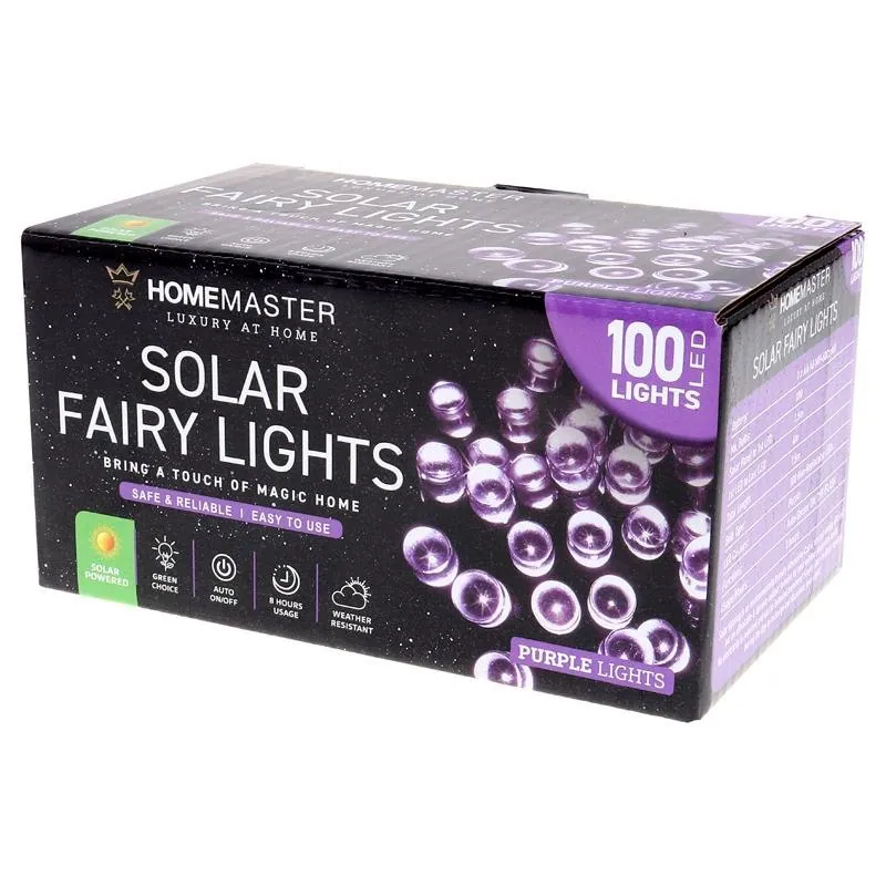 Christmas Fairy Light Solar 100LED 7.5m Total Length Purple 2 Functions – image 3