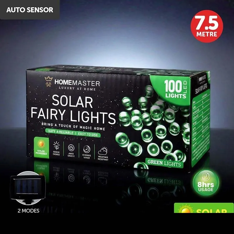 Christmas Fairy Light Solar 100LED 7.5m Total Length Green 2 Functions – image 4