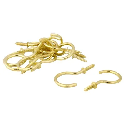 Bag of Round Screw Hooks Brass Plated 20mm X 45mm 25pc