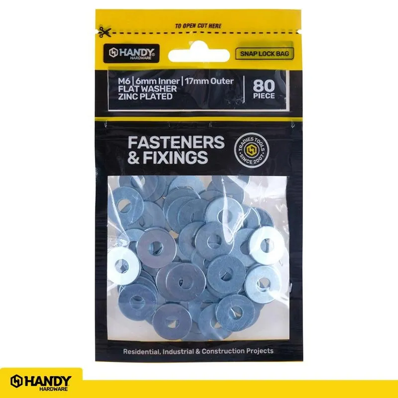Bag of M6 Flat Washer 6.0mm Inner, 17mm Outer Zinc Plated 80pc – image 4