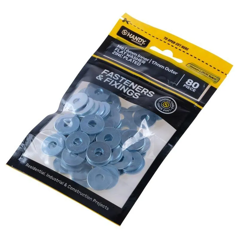Bag of M6 Flat Washer 6.0mm Inner, 17mm Outer Zinc Plated 80pc – image 2