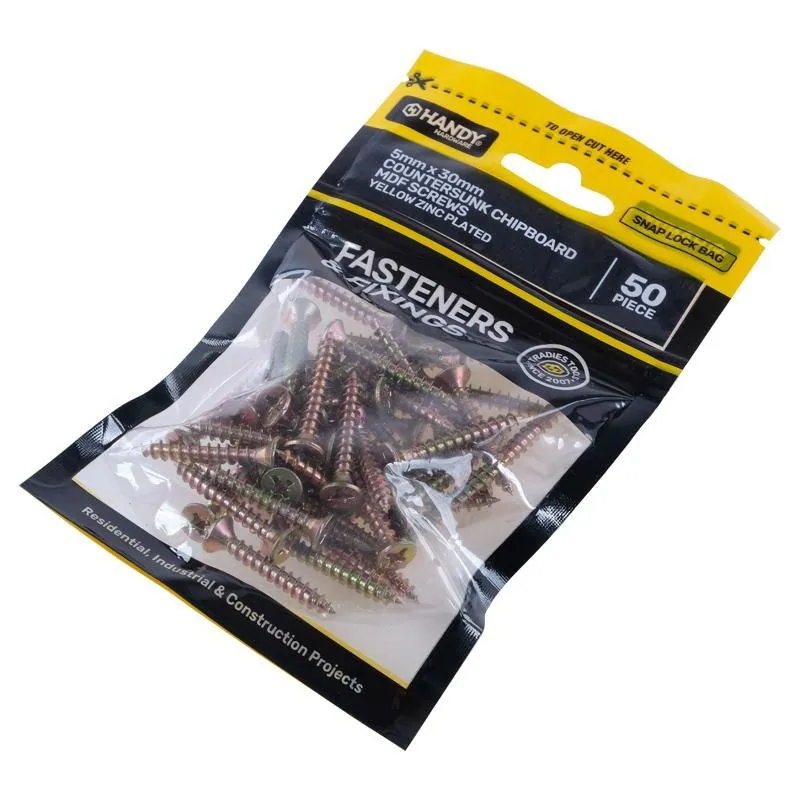 Bag of Countersunk Chipboard Mdf Screws Yellow Zinc Plated 5mm X 30mm 50pc – image 2