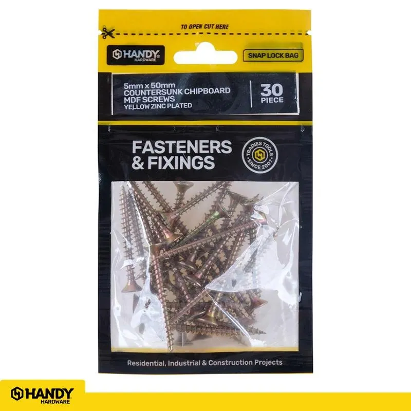 Bag of Countersunk Chipboard Mdf Screws Yellow Zinc Plated 5mm X 50mm 30pc – image 4