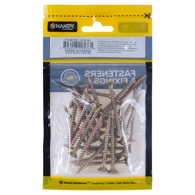 Bag of Countersunk Chipboard Mdf Screws Yellow Zinc Plated 5mm X 50mm 30pc – image 3