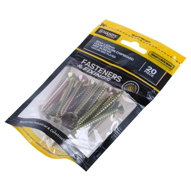 Bag of Countersunk Chipboard Mdf Screws Yellow Zinc Plated 6mm X 60mm 20pc – image 2