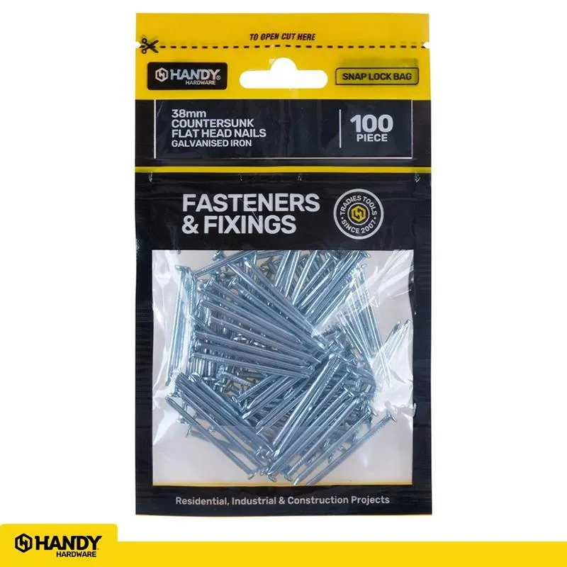 Bag of Countersunk Flat Head Nails Galvanised Iron 38mm 100pc – image 4
