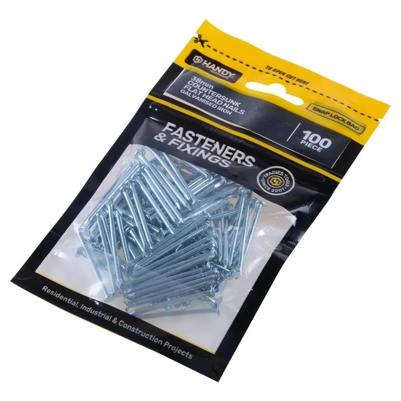 Bag of Countersunk Flat Head Nails Galvanised Iron 38mm 100pc – image 2