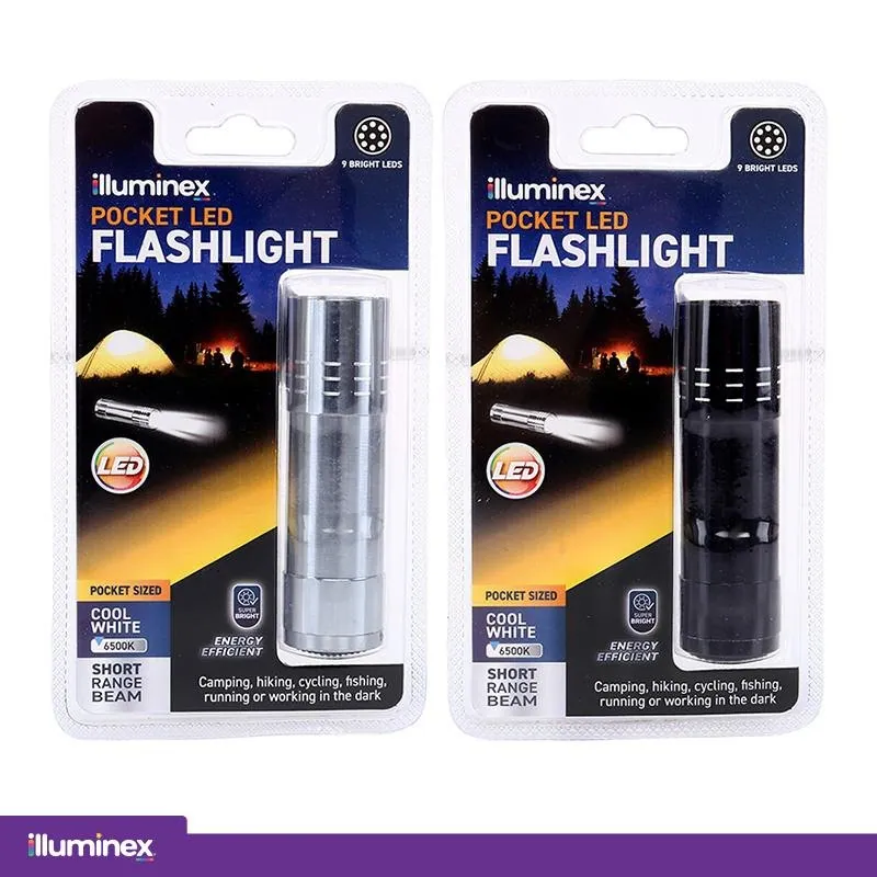 Flashlight Battery Operated 9 LED Red, Black, Blue & Silver Assorted 8.3cm X 2.5cm (Requires 3 X AAA Batteries, Not Included) – image 4