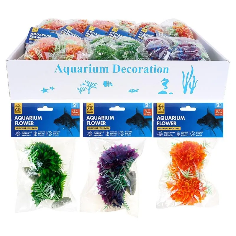 Fish Flower Aquarium Decoration with Shell Base 2pk - 3 Assorted Colours – image 4