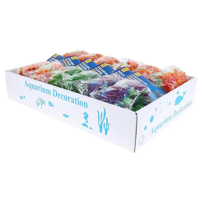 Fish Flower Aquarium Decoration with Shell Base 2pk - 3 Assorted Colours – image 3
