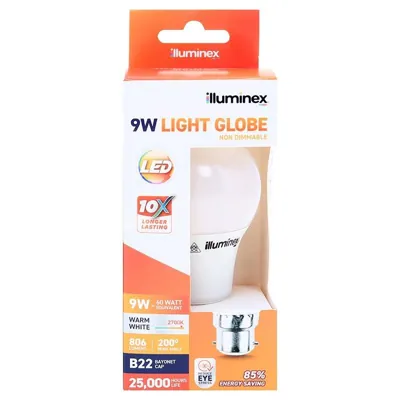 Bulb 9W LED Light - Warm White - B22 (Bayonet)