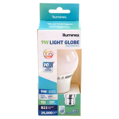 Bulb 9W LED Light - Cool White - B22 (Bayonet)