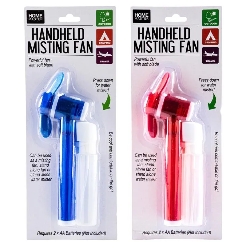 Fan Water Misting Mini Handheld 16.7cm Red & Blue – image 4
