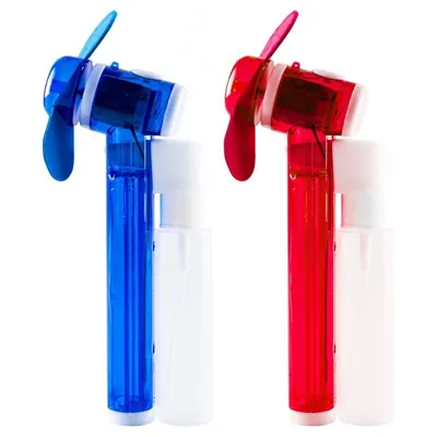 Fan Water Misting Mini Handheld 16.7cm Red & Blue