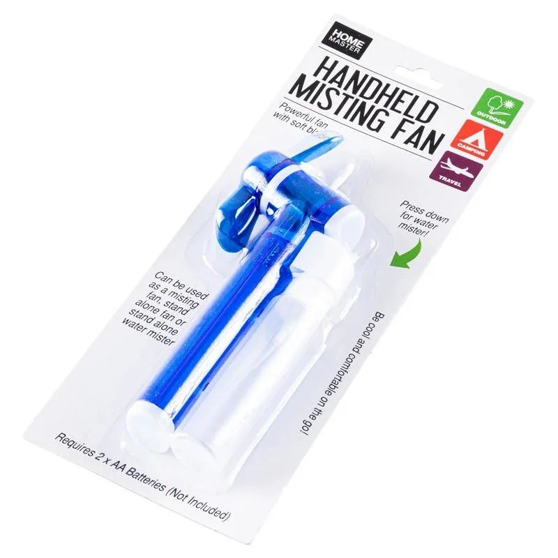 Fan Water Misting Mini Handheld 16.7cm Red & Blue – image 3