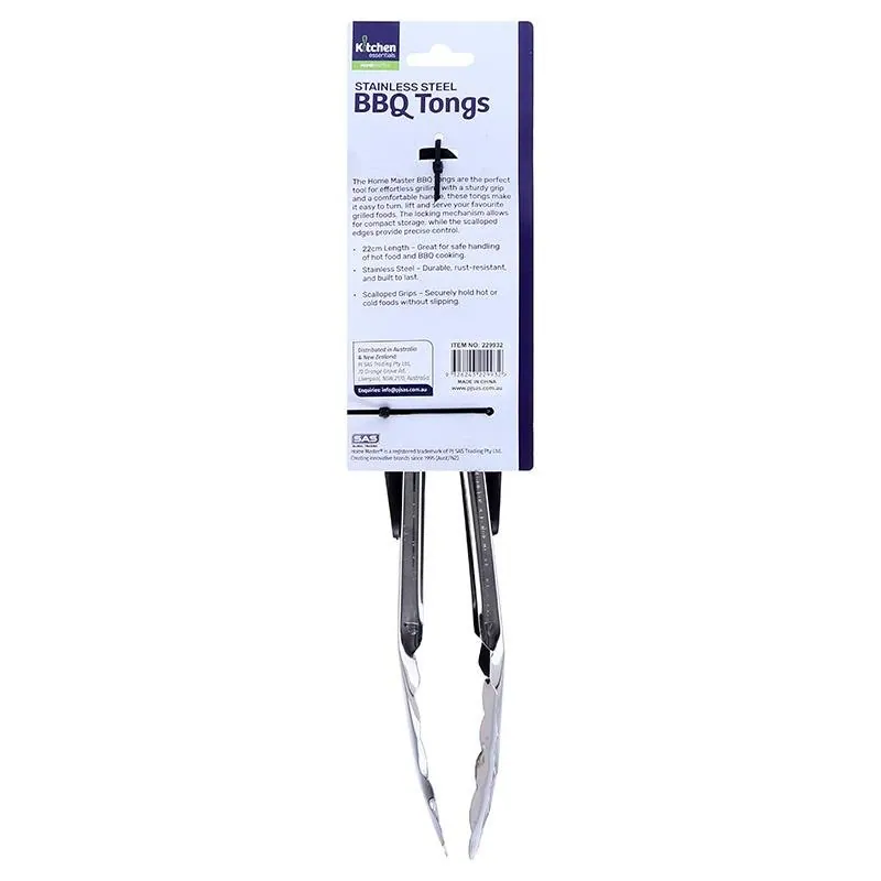 Stainless Steel Tongs BBQ 22cm 1pk – image 3