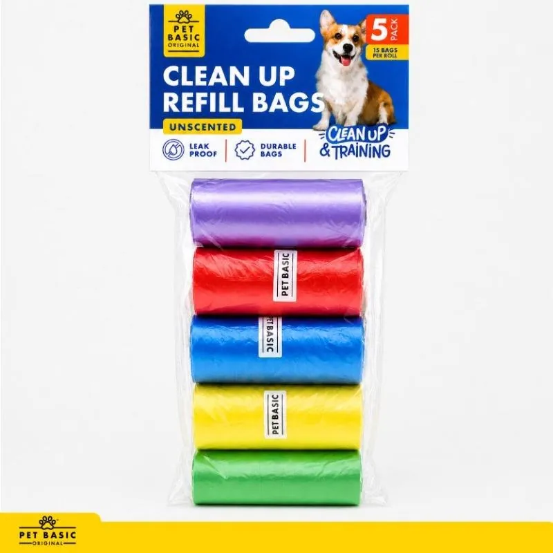 Dog Clean Up Refill Bags 5 Rolls X 15pc Bag Size 30cm X 14cm – image 4
