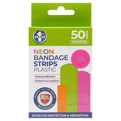 Bandage Strips Neon Assorted Sizes 50pk - Plastic (pe)