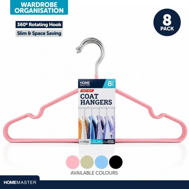 Coat Hanger PVC Coated Anti Slip Assorted Colours 8pk – image 4
