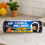 Garbage Bags XL Council Bin Liners 140l - 10pk - 100cm X 140cm - Black – image 2