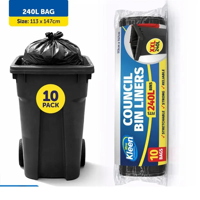 Garbage Bags XXL Council Bin Liners 240l - 10pk - 113cm X 147cm - Black – image 3