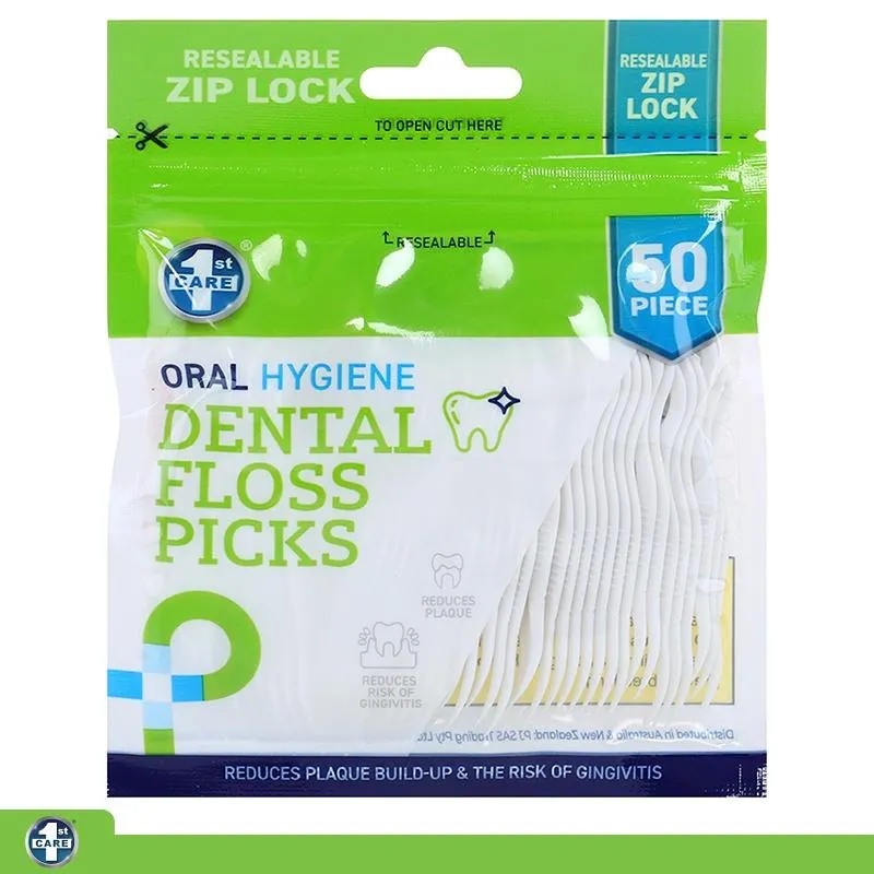 Dental Floss Picks in Resealable Bag - Plastic - 50pk – image 4